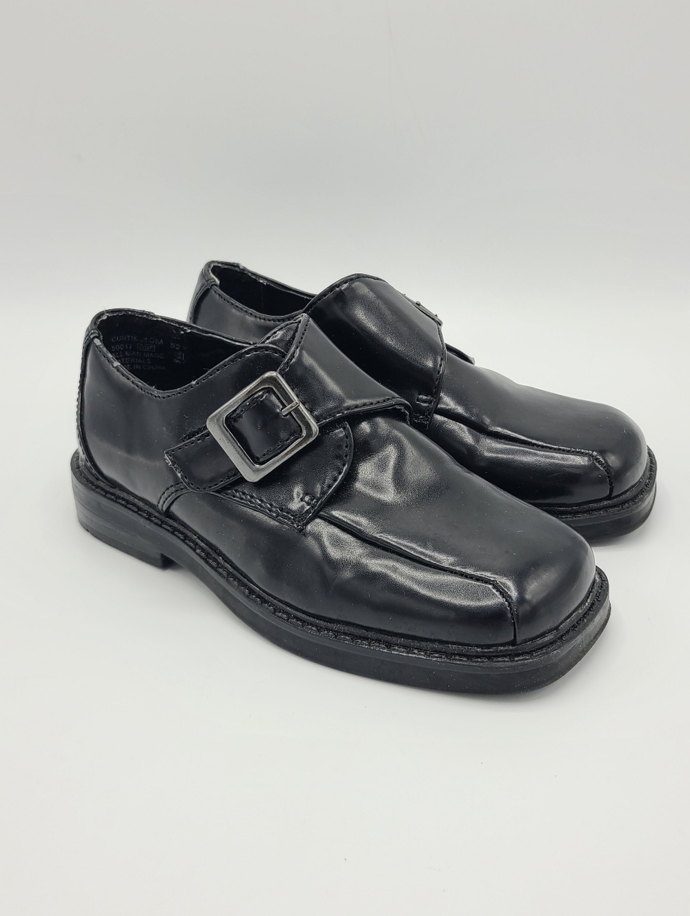 Toddler Boys Kids Faux Leather Black Dress Shoes Velcro Closure Square Toe 10